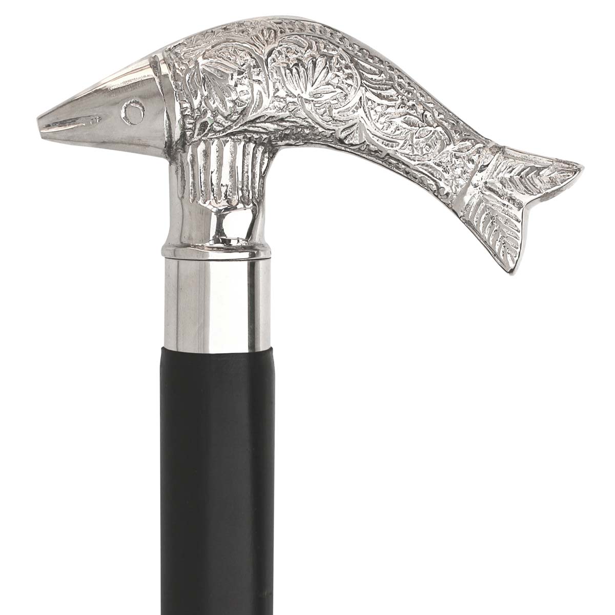 Bulk Buy Walking Stick/Cane - Wholesale 38.1” Handmade Wooden Walking Cane with Fish Shaped Brass Handle