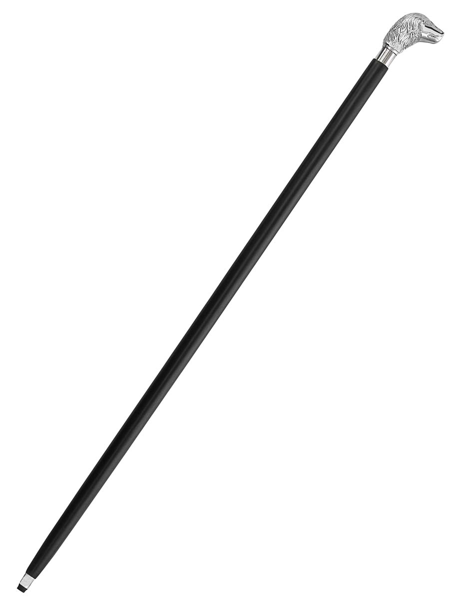 Bulk Buy 38.1” Walking Stick/Cane - Wholesale Handmade Black Wooden Walking Cane with Spaniel-Head Shaped Brass Handle in Silver-Tone Nickel Finish - Unisex Fashion Accessories