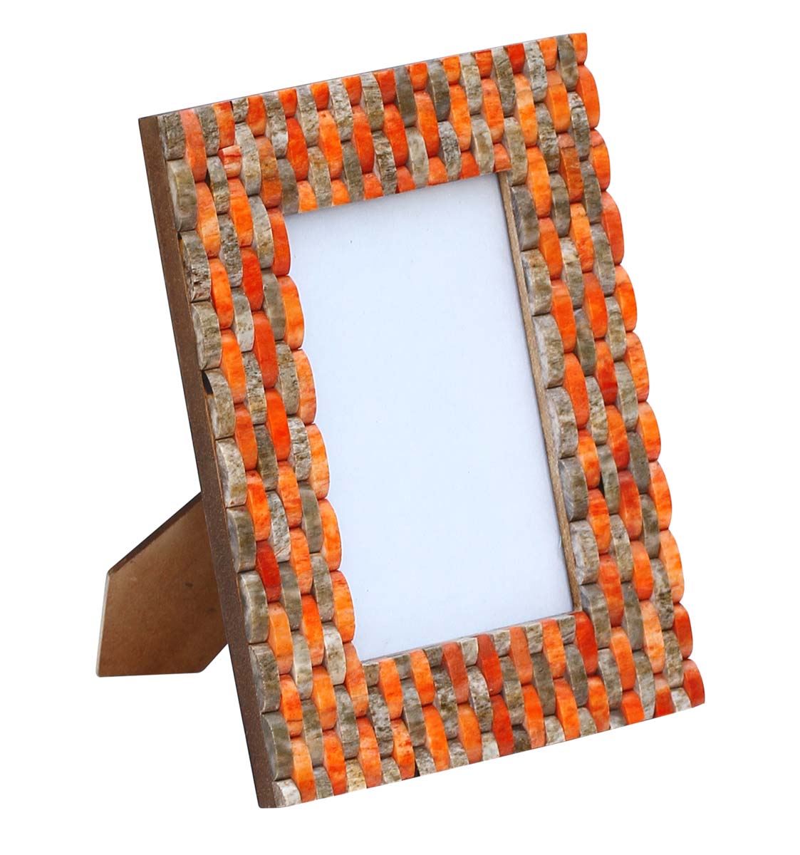 Bulk Buy 4x6 Inches Photo Frame - Orange & Brown Tile Striped Pattern - MDF & Resin - Home Decor Picture Frames from India