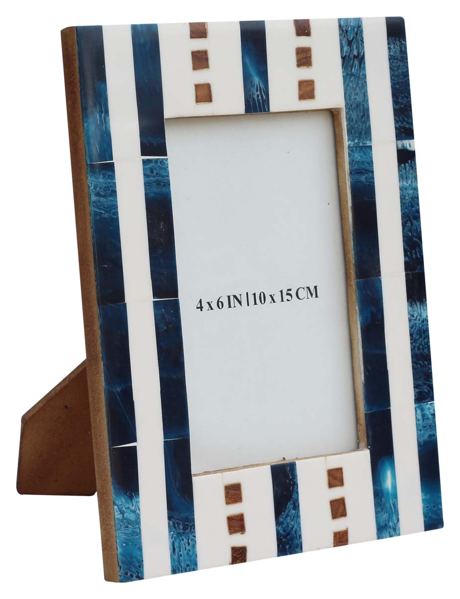 Wholesale Rectangular 4x6 Photo/Picture Frame in MDF Resin - Bulk Buy Photo Frame in Blue & White Pattern - Home Decor Picture Frame from India