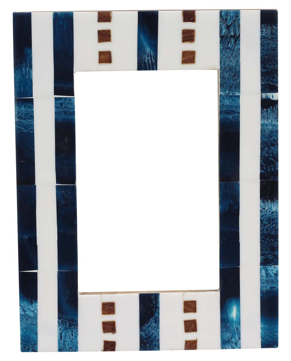 Wholesale Rectangular 4x6 Photo/Picture Frame in MDF Resin - Bulk Buy Photo Frame in Blue & White Pattern - Home Decor Picture Frame from India