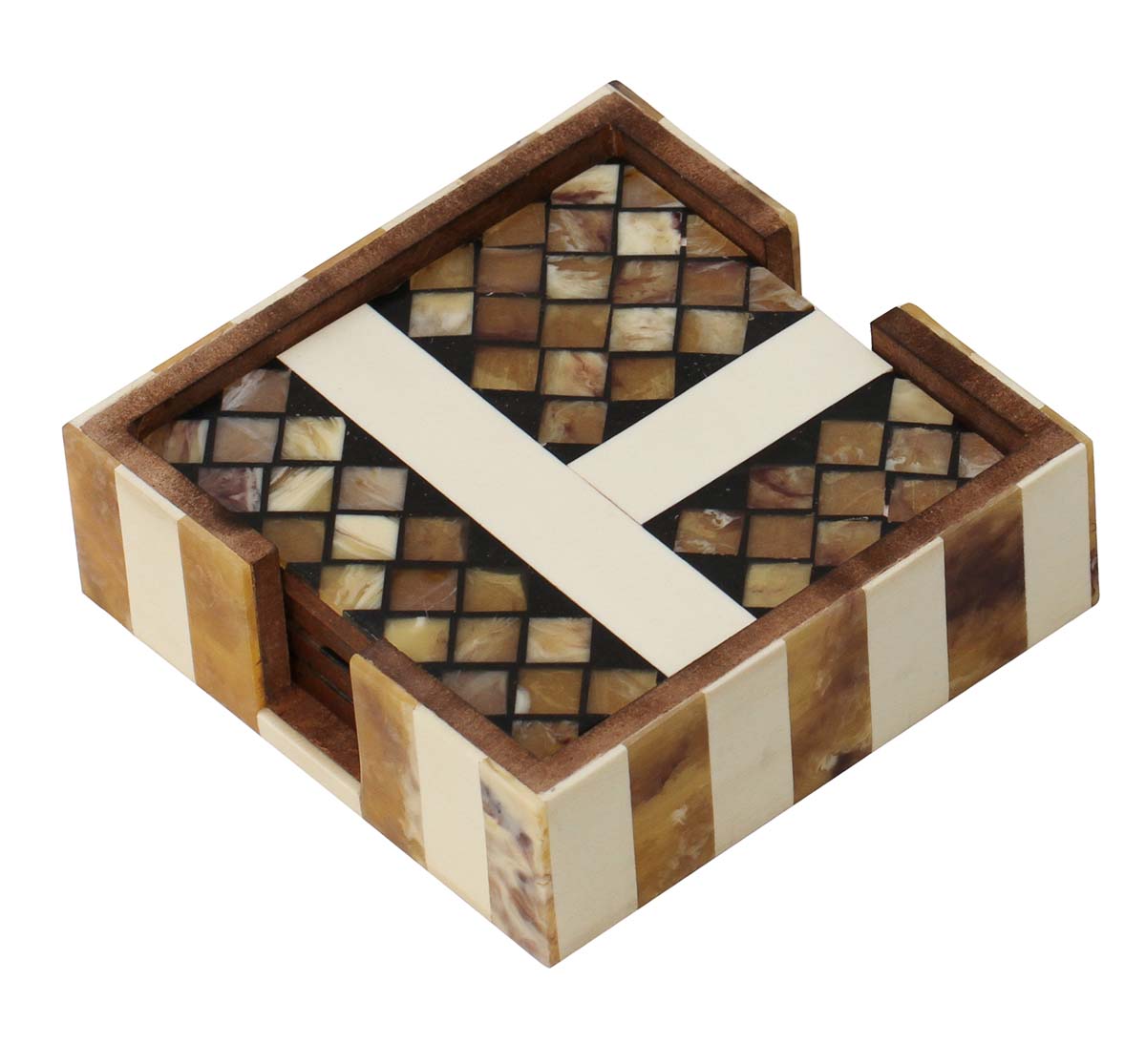 Buy in Bulk Wholesale Handmade 4.5” Coaster Set with Abstract Pattern Set of 4 in MDF & Acrylic