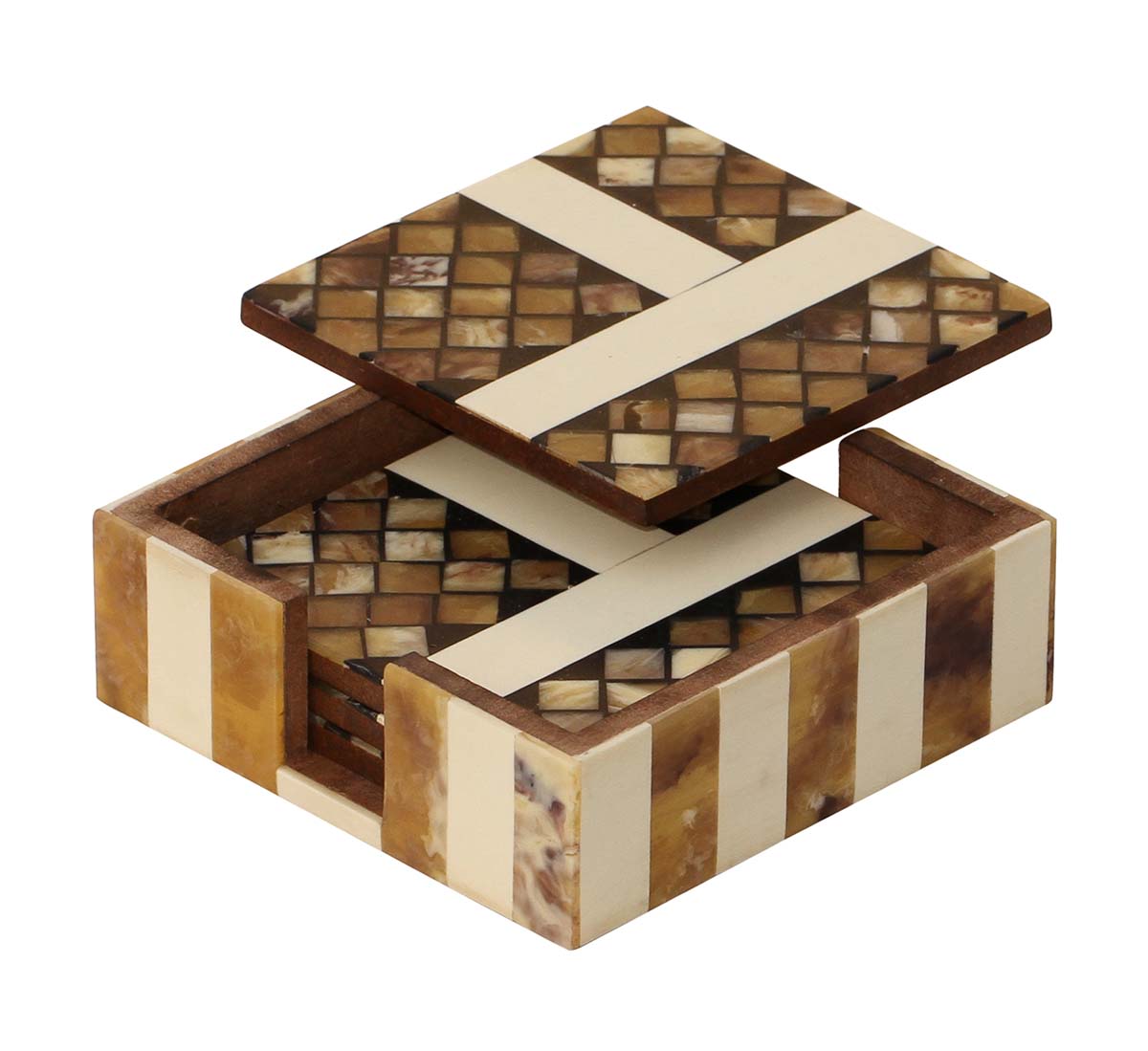 Buy in Bulk Wholesale Handmade 4.5” Coaster Set with Abstract Pattern Set of 4 in MDF & Acrylic