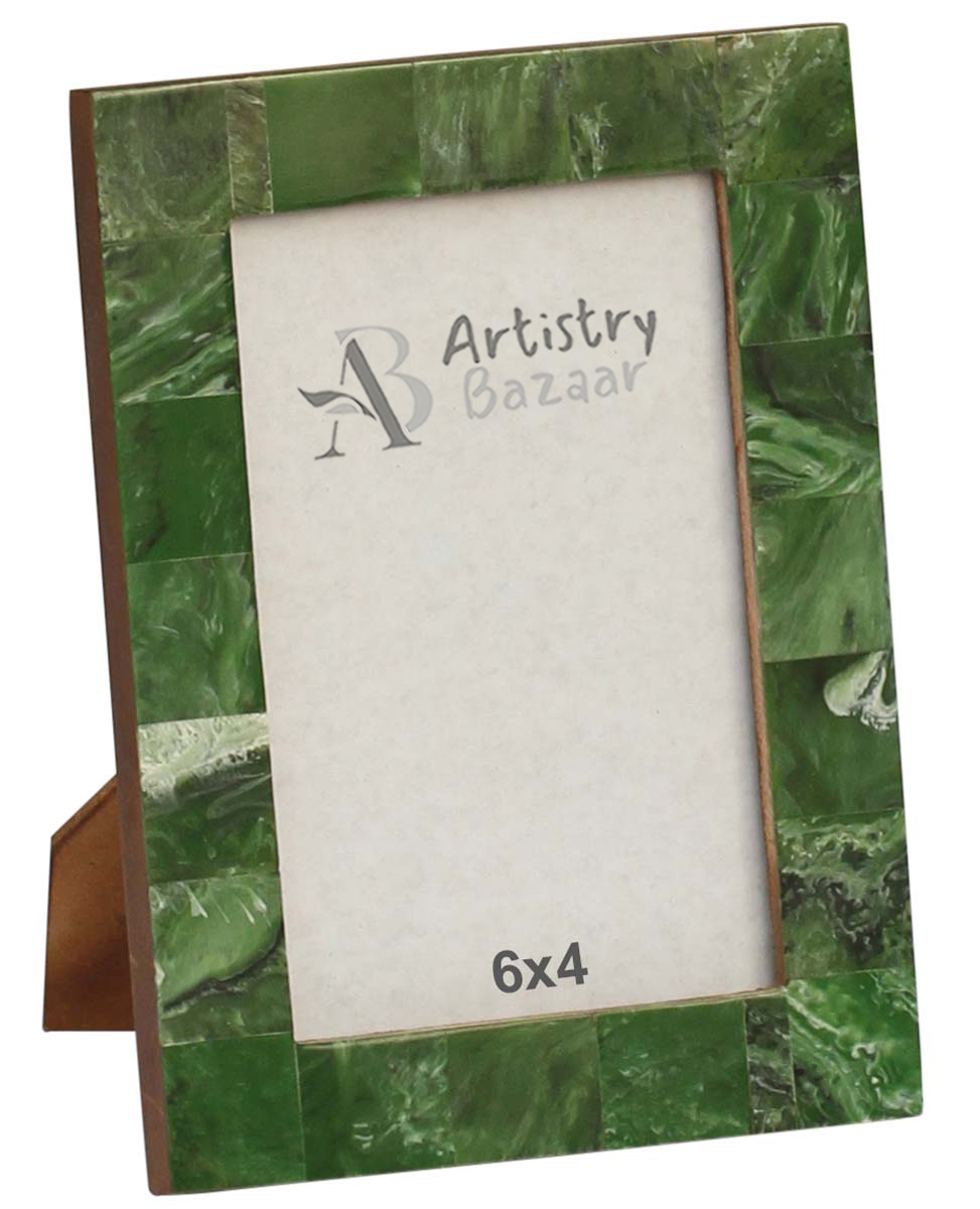 Buy 4x6 Inches Green Picture Frame in Bulk - Wholesale Handmade Abstract Pattern Photo Frame in MDF & Resin - Home & Office Decor from India