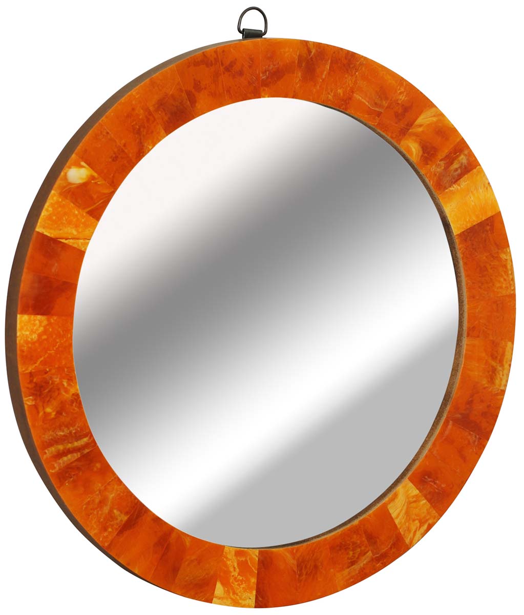 Wholesale Round 14.7” Orange Wall Mounted Mirror in Bulk - Acrylic & MDF - Gallery Solutions/Home & Wall Decor Mirrors from India