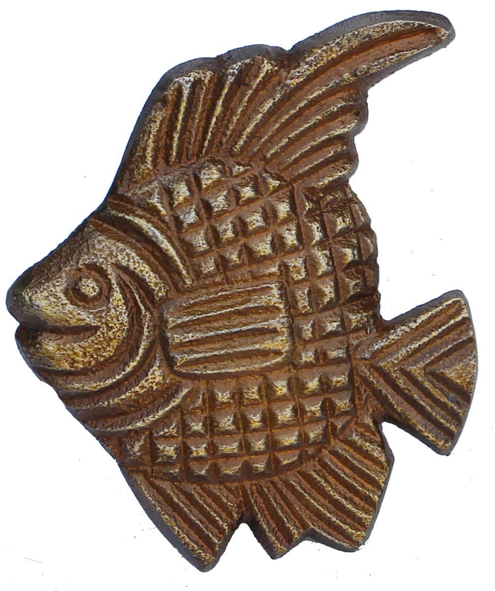 Magnificent Fish - Set of 6 Handmade Metal Drawer Knobs - Rustic-Look In Fish Design - Cabinets & Cupboard Hardware/Dresser Accessories - Buy in Bulk Wholesale