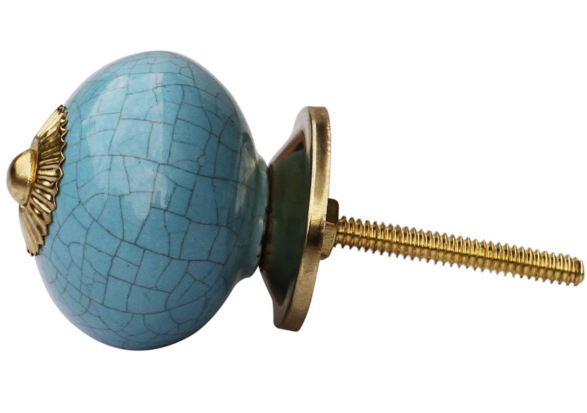 Buy in Bulk Wholesale Ceramic Knobs / Pulls  Handmade in Turquoise Blue with Crackled Effect – Decorative Handles for Cabinets / Drawers / Doors / Dressers