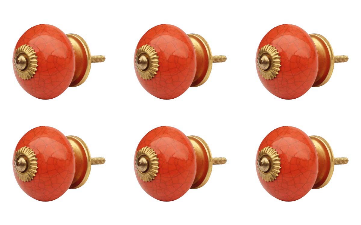 Lavish Maroon –  Set of 6 Handmade Ceramic Knobs / Pulls  in Maroon with Crackled Effect – Decorative Handles for Cabinets / Drawers / Doors / Dressers  - Buy in Bulk Wholesale