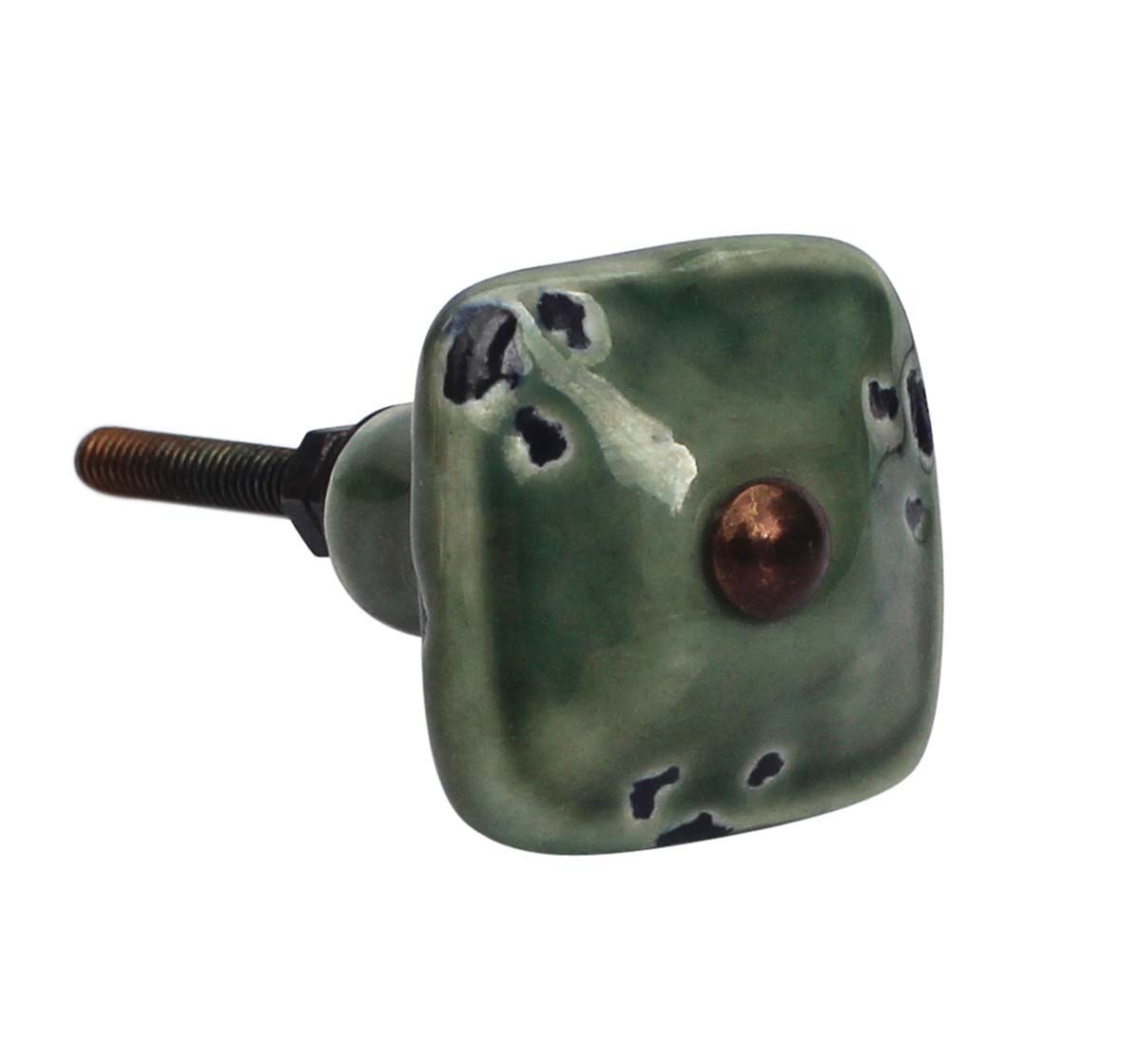 Olive Textures – Handmade Set of 6 Ceramic Knobs / Pulls in Olive Green with Chipped Texture – Decorative Handles for Cabinets / Drawers / Doors / Dressers - Buy Wholesale
