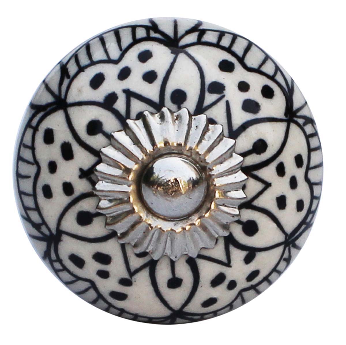 Monochrome Wonders Set of 6 – Handmade Ceramic Knobs / Pulls  with Black & White Design– Decorative Handles for Cabinets / Drawers / Doors / Dressers  - Buy in Bulk Wholesale