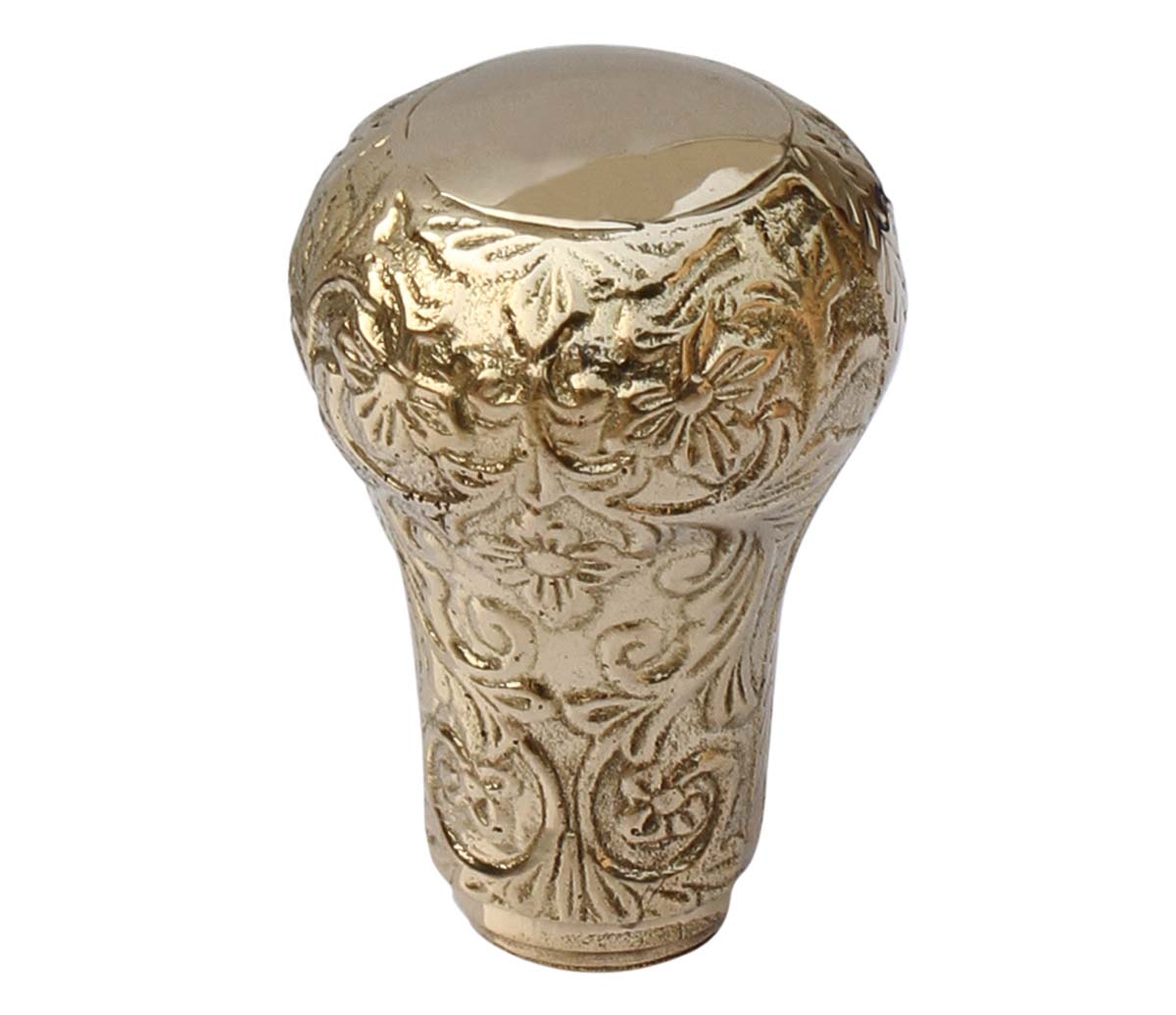 Bulk Buy 3” Knob Shaped Handle For Walking Sticks /Canes - Wholesale Handmade Brass Handle - Vintage-Look Floral Detail - Walking Stick Accessories from India