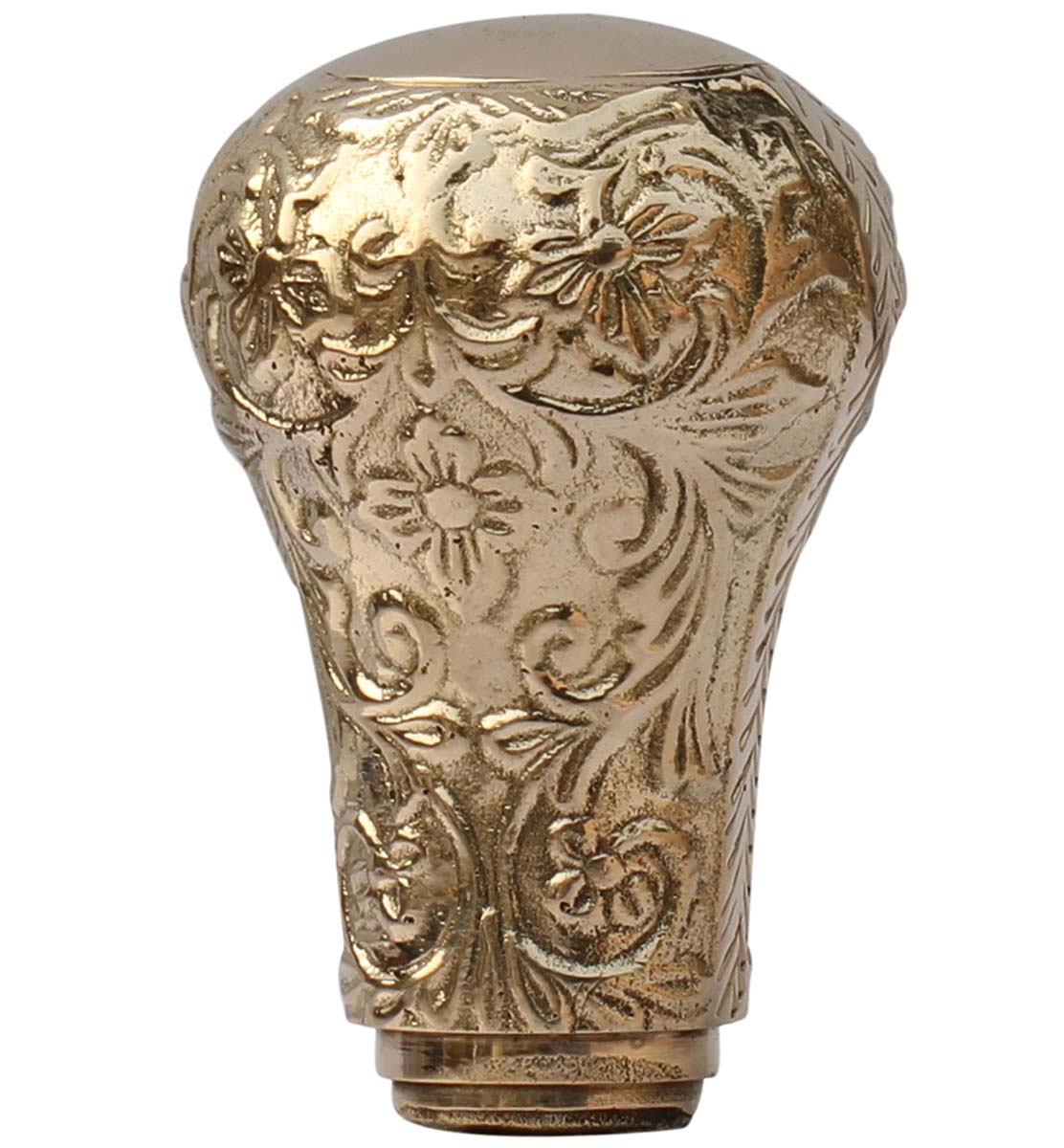 Bulk Buy 3” Knob Shaped Handle For Walking Sticks /Canes - Wholesale Handmade Brass Handle - Vintage-Look Floral Detail - Walking Stick Accessories from India