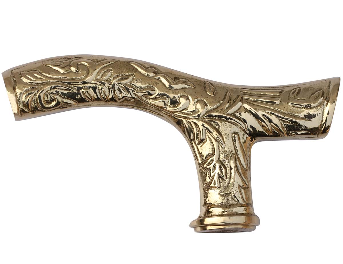 Handmade 4.8” Fritz Handle for Walking Stick/Cane - Vintage-Look Brass Handles With Carved Detailing - Fashion Walking Stick Accessories - Buy in Bulk Wholesale
