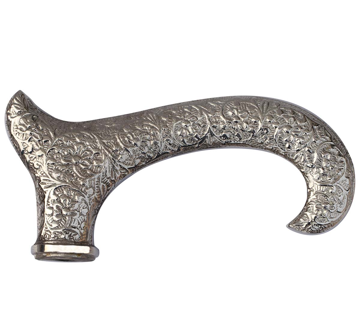Bulk Buy 5” Derby Handle For Walking Sticks /Canes - Wholesale Handmade Brass Handle With Nickel Plating - Vintage-Look Floral Detail - Fashion Walking Stick Accessories from India