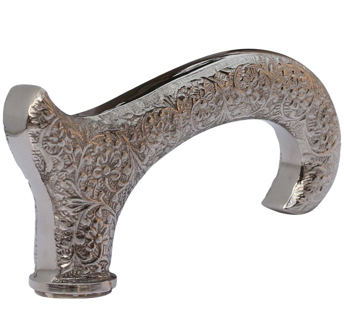 Bulk Buy 5” Derby Handle For Walking Sticks /Canes - Wholesale Handmade Brass Handle With Nickel Plating - Vintage-Look Floral Detail - Fashion Walking Stick Accessories from India