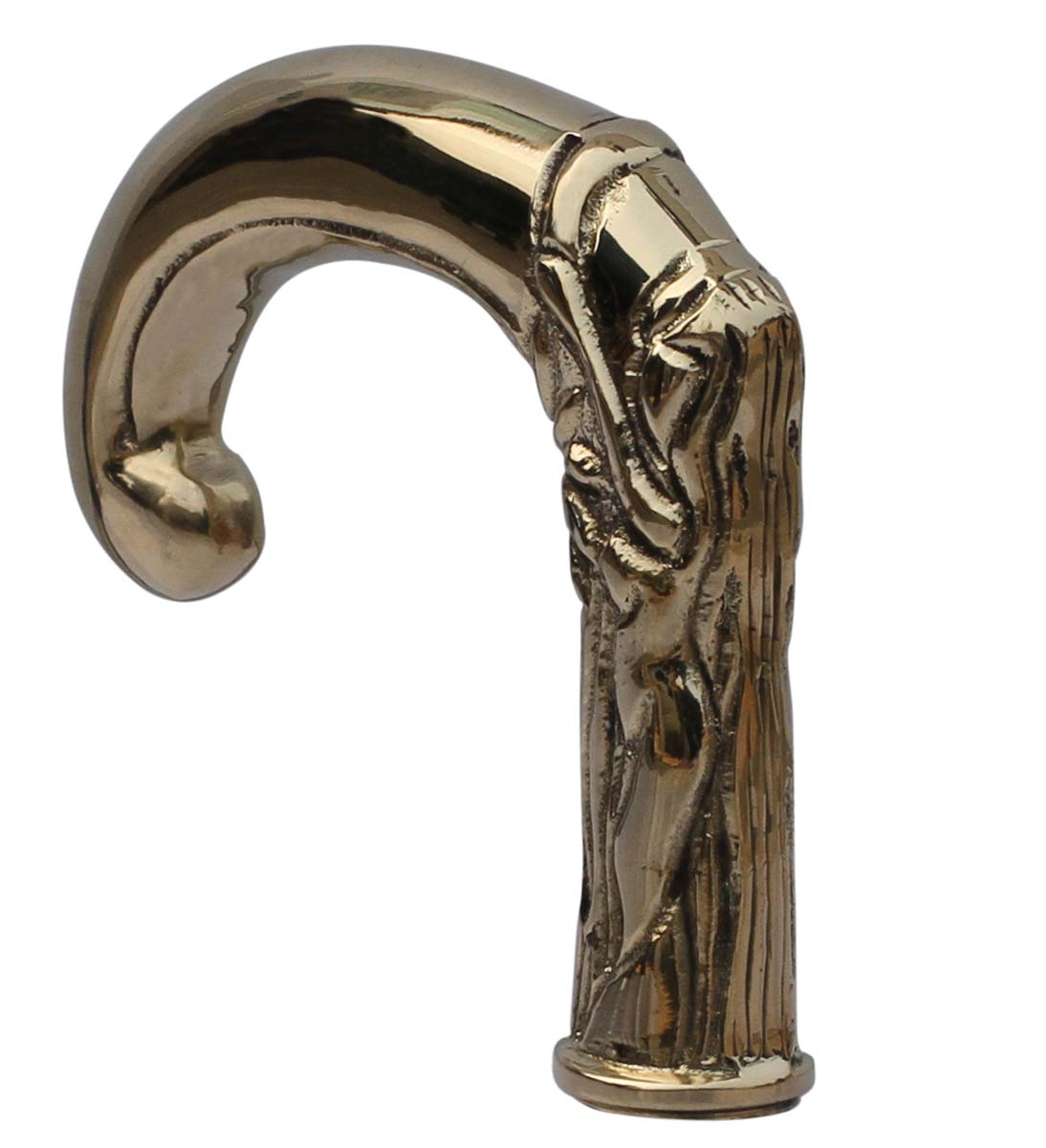 Handmade 3.9” Elephant Trunk Shaped Handle for Walking Stick/Cane - Vintage-Look Brass Handles with Carved Detailing - Fashion Walking Stick Accessories - Buy in Bulk Wholesale