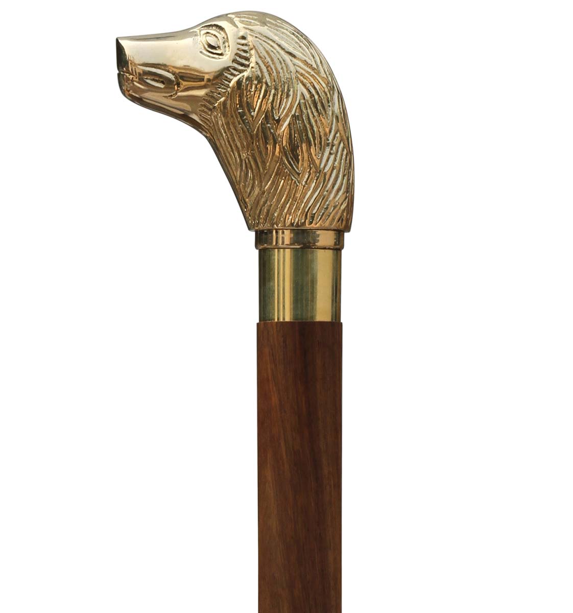 Bulk Buy Walking Stick/Cane - Wholesale 38.1” Handmade Wooden Walking Cane with spaniel Head Shaped Brass Handle