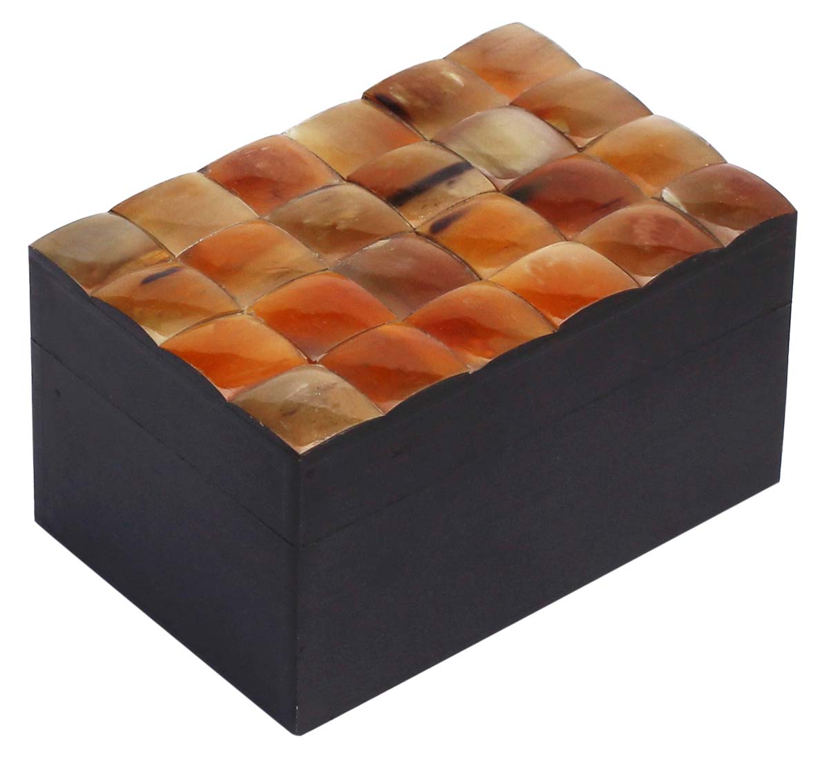 Rectangular Shaped 5.9x4” MDF Jewelry Box in Bulk - Wholesale Black & Horn Inlay Jewelry Box/Trinket Box in MDF & Bone from India