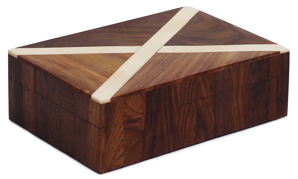 Wholesale 6.2 x 4.2” MDF Jewelry Box in Bulk - Handmade Rectangular MDF Jewelry Box/Trinket Box/Keepsake Box with Horn Inlay from India