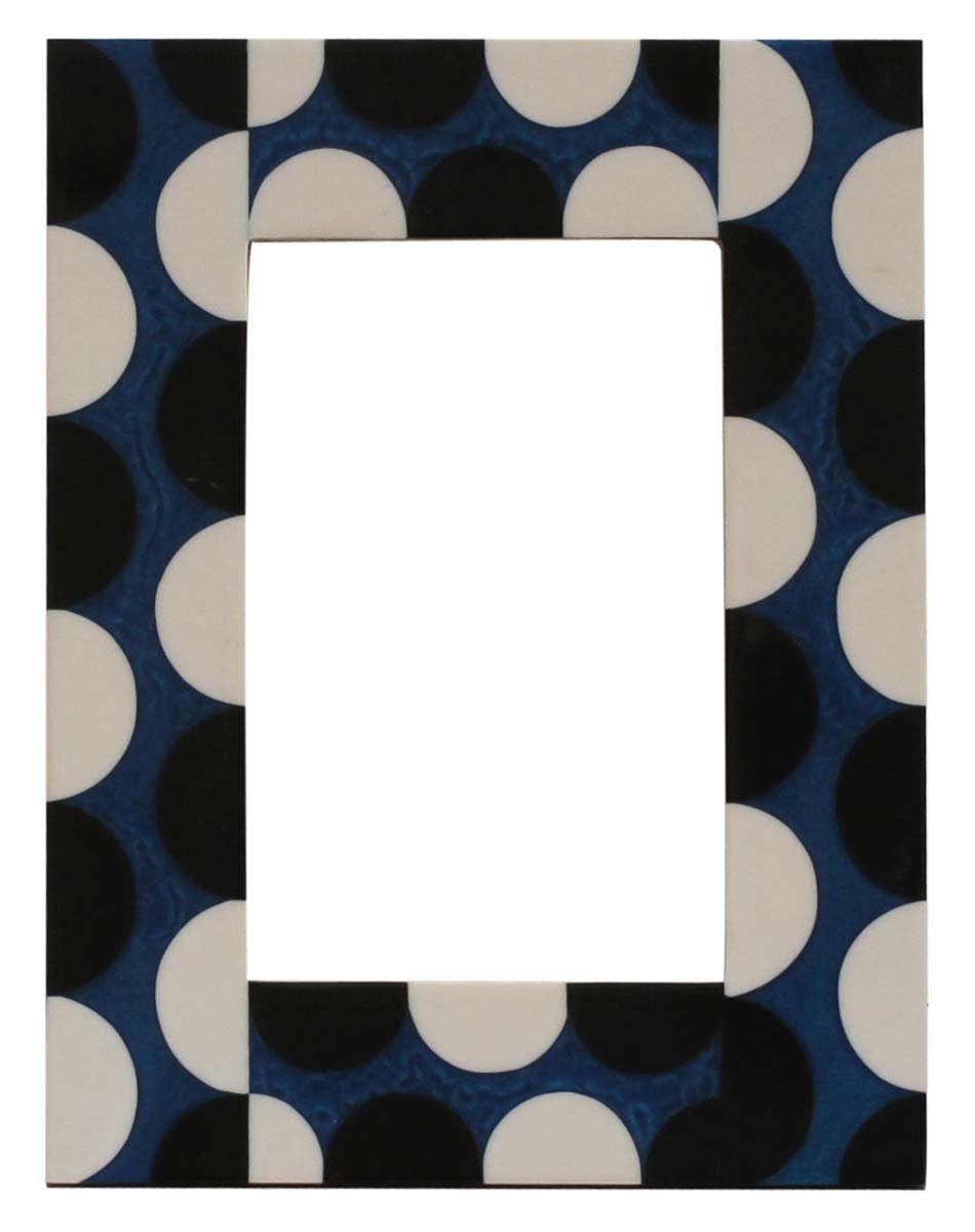 Black, White & Blue Picture Frame in Bulk - Wholesale Handmade Photo Frame with Semi-Circles in MDF & Resin - Home Decor Picture Frame Distributors