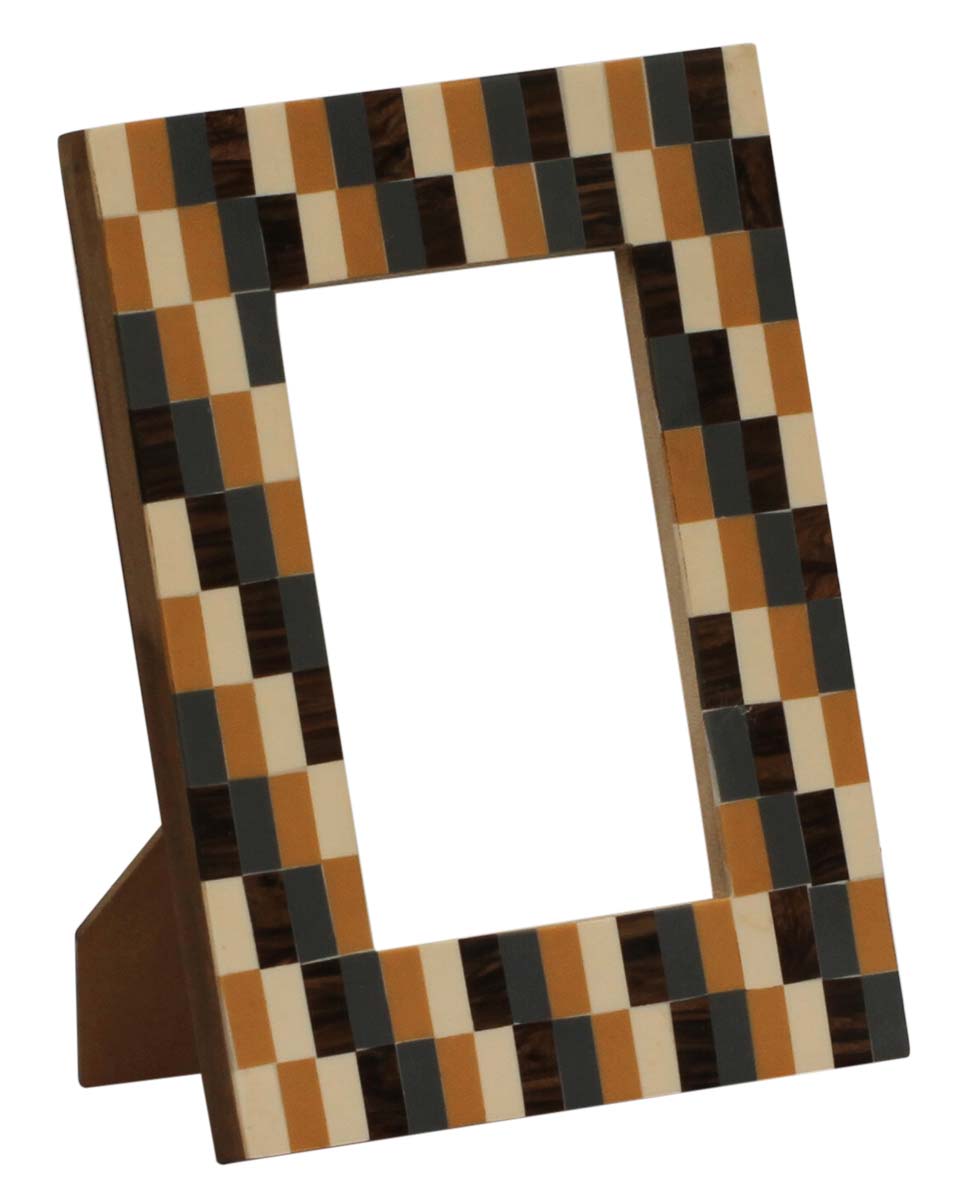 Wholesale Rectangular 4x6 Photo/Picture Frame - Bulk Buy MDF & Resin Photo Frame in Neutral Shades with Brick Pattern - Home Decor Picture Frame from India