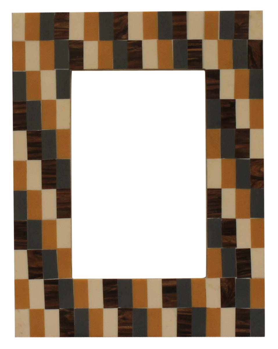 Wholesale Rectangular 4x6 Photo/Picture Frame - Bulk Buy MDF & Resin Photo Frame in Neutral Shades with Brick Pattern - Home Decor Picture Frame from India