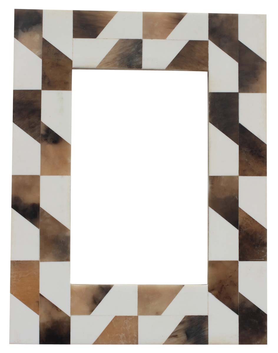 Wholesale Rectangular 4x6 White & Brown Photo/Picture Frame with Staircase Pattern in MDF & Resin - Bulk Buy Handmade Photo Frame - Home Decor Picture Frame from India