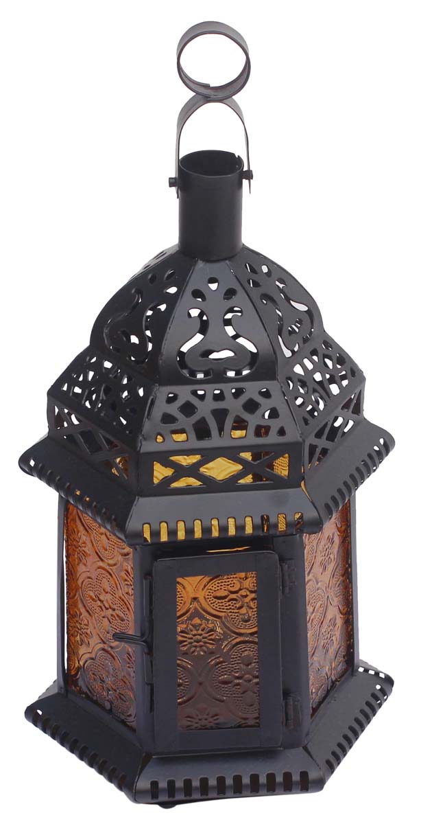 Old World Style Lantern – Galvanized Metal & Yellow Glass Candle / Tea Light Holder – Home Décor & Lighting Accessories  Buy in Bulk Wholesale