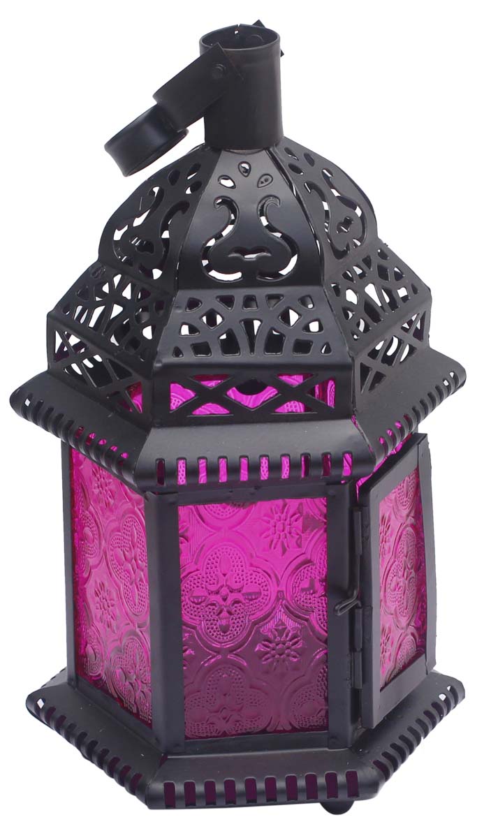 Old World Style Lantern – Galvanized Metal & Magenta Glass Candle / Tea Light Holder – Home Décor & Lighting Accessories  Buy in Bulk Wholesale