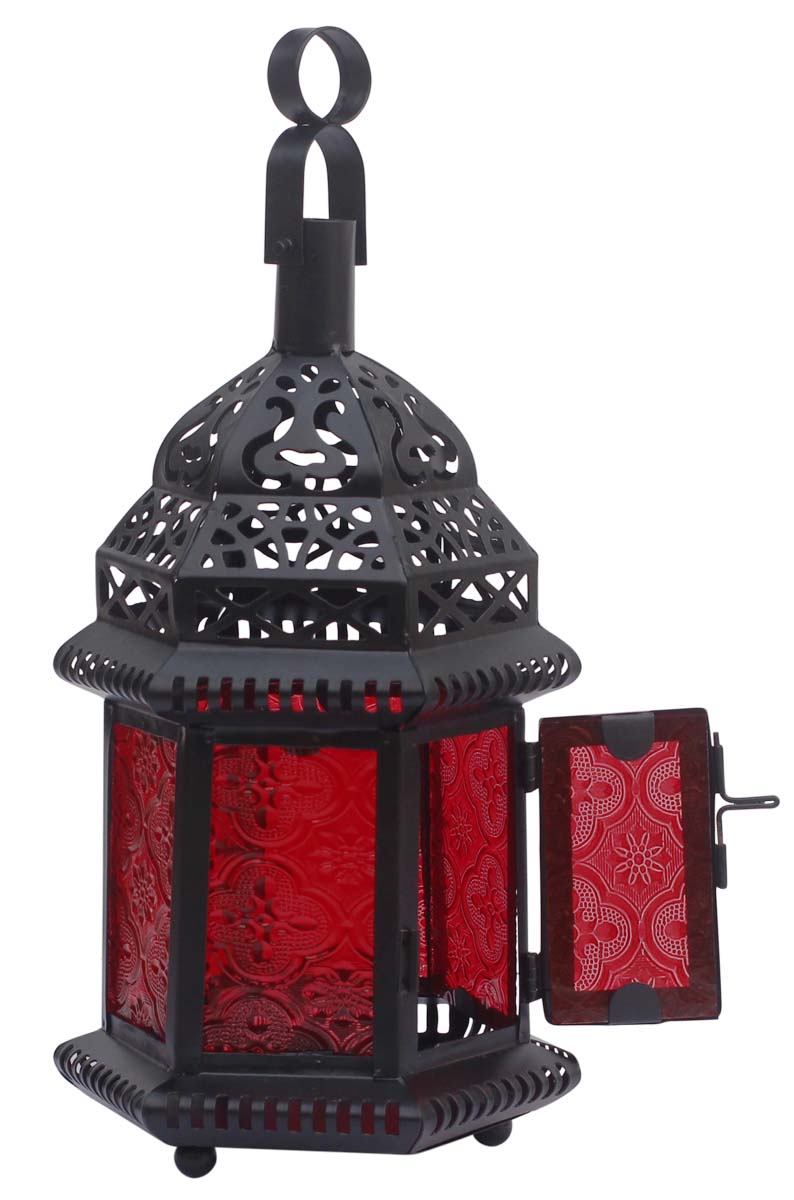 Old World Style Lantern – Galvanized Metal & Red Glass Candle / Tea Light Holder – Home Décor & Lighting Accessories  Buy in Bulk Wholesale