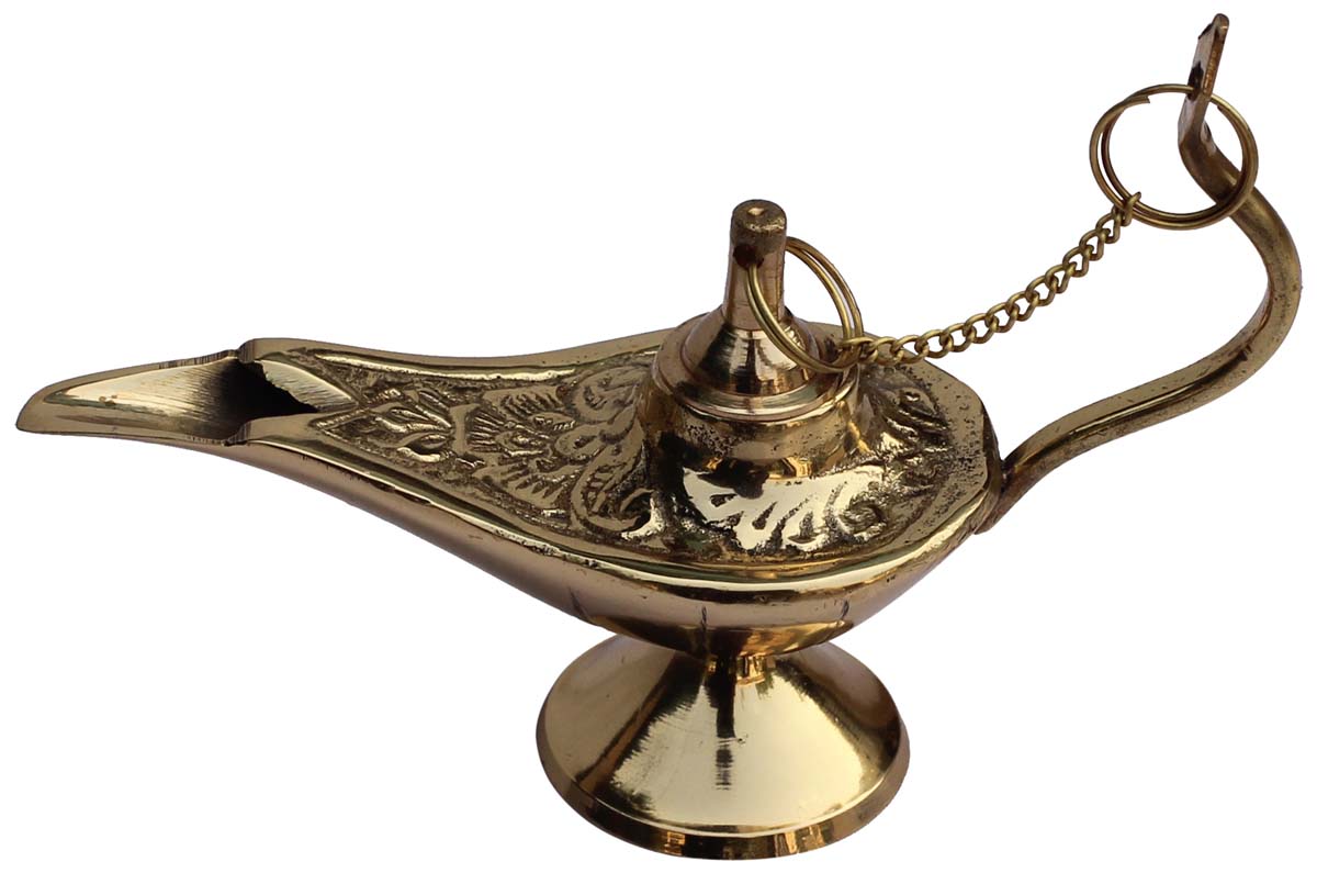 Wholesale Aladdin Lamp in Brass - Bulk Genie Lamps – Handmade 4.2” Genie Lamp / Chirag in Golden Finish from India