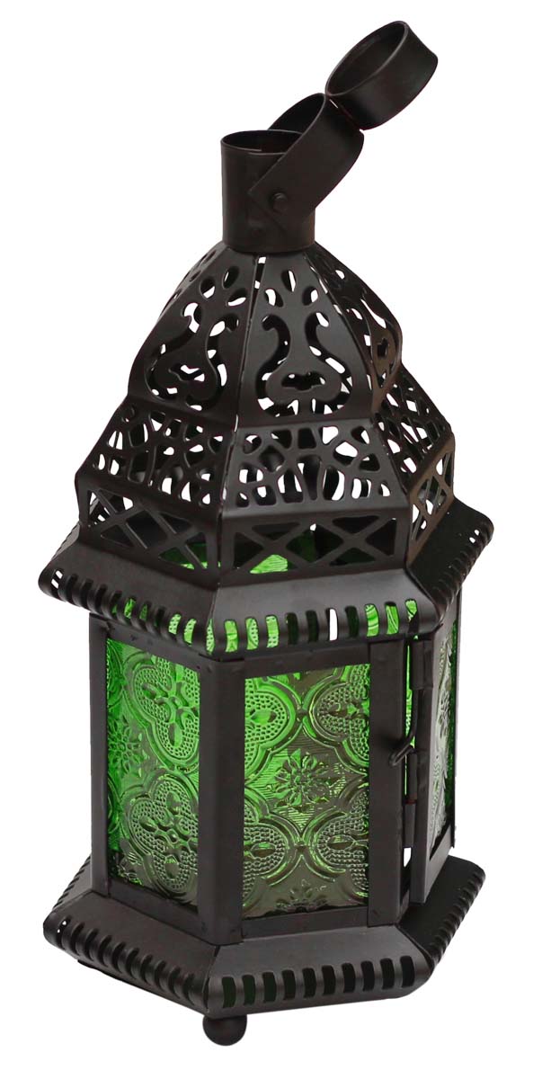 Old World Style Lantern – Galvanized Metal & Green Glass Candle / Tea Light Holder – Home Décor & Lighting Accessories  Buy in Bulk Wholesale
