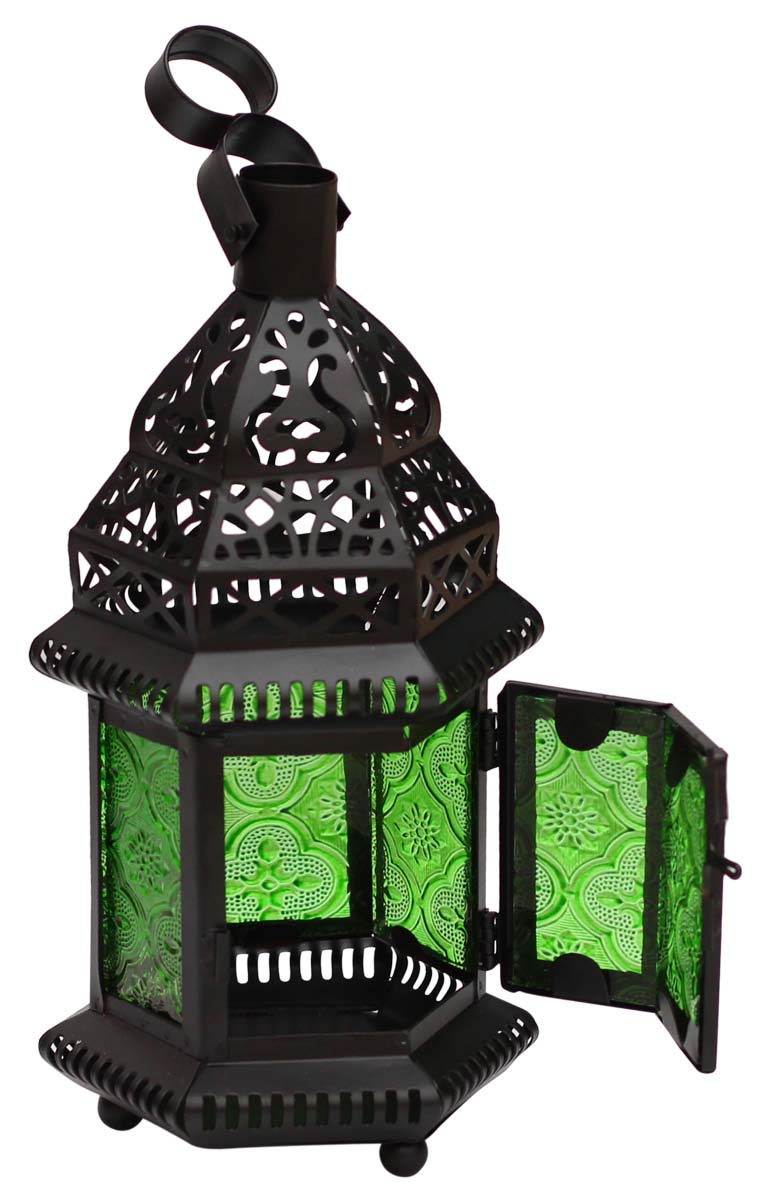 Old World Style Lantern – Galvanized Metal & Green Glass Candle / Tea Light Holder – Home Décor & Lighting Accessories  Buy in Bulk Wholesale