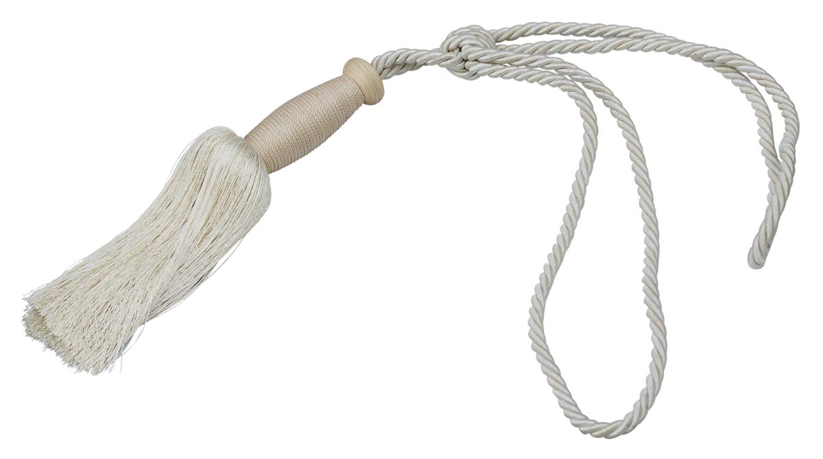 Curtain Tie Backs with Tassels - Ivory-White Color - Rayon Cord-Style Drapery Holdbacks with Braided Thread Bead - Home Decor Furnishings & Supplies - Buy in Bulk Wholesale