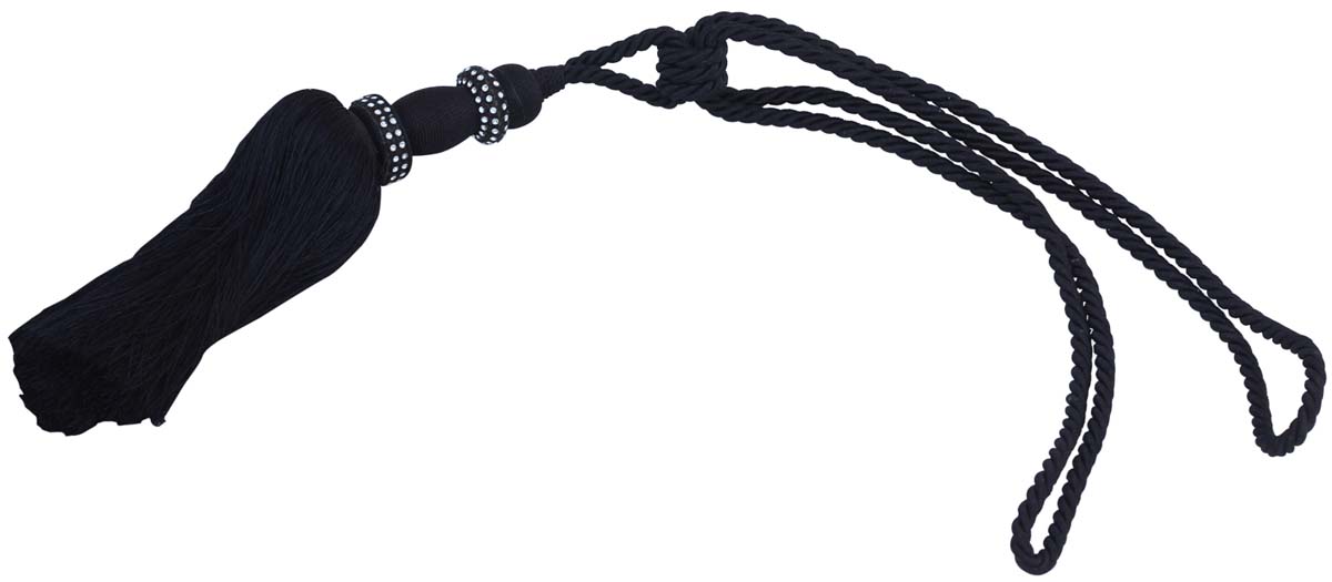 27” Curtain Tie Backs with Tassels - Black Rayon Cord-Style Drapery Holdbacks - Home Decor Furnishings & Supplies - Buy in Bulk Wholesale