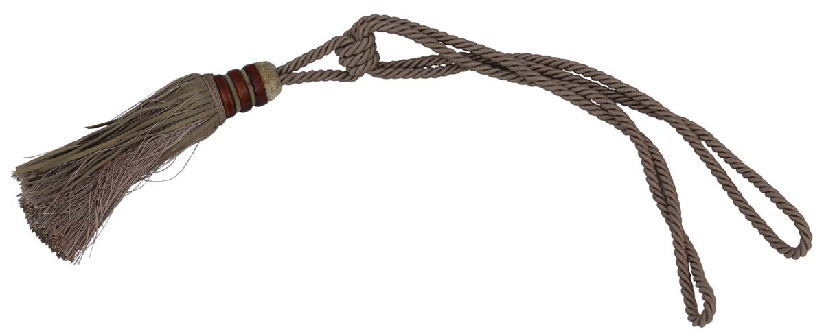 Curtain Tie Backs with Tassels - Drab Color - Rayon Cord-Style Drapery Holdbacks with Wood Beads & Fringe Trimmings - Home Decor Furnishings & Supplies - Buy in Bulk Wholesale