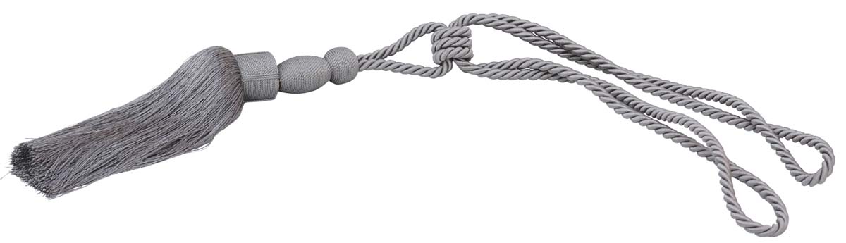 Curtain Tie Backs with Tassels - Silver-Gray Color with Tiered Thread Beads - Rayon Cord-Style Drapery Holdbacks - Home Decor Furnishings & Supplies - Buy in Bulk Wholesale