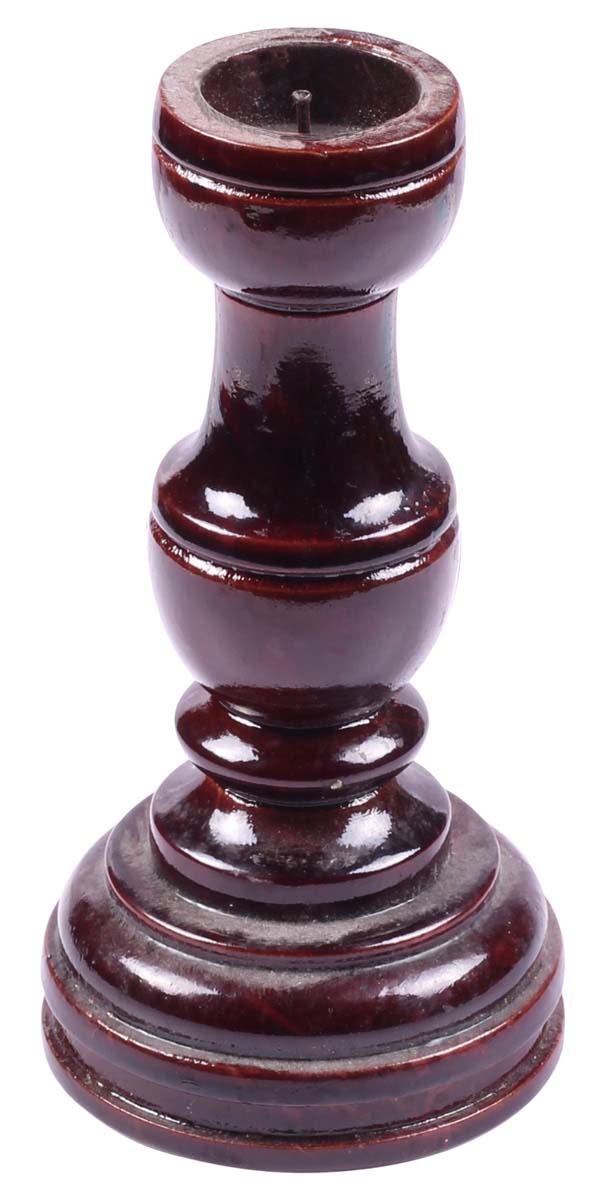 6" Pillar Candle Stand in Burgundy - Handmade in Wood - Decorative Candle Holders - Buy in Bulk Wholesale