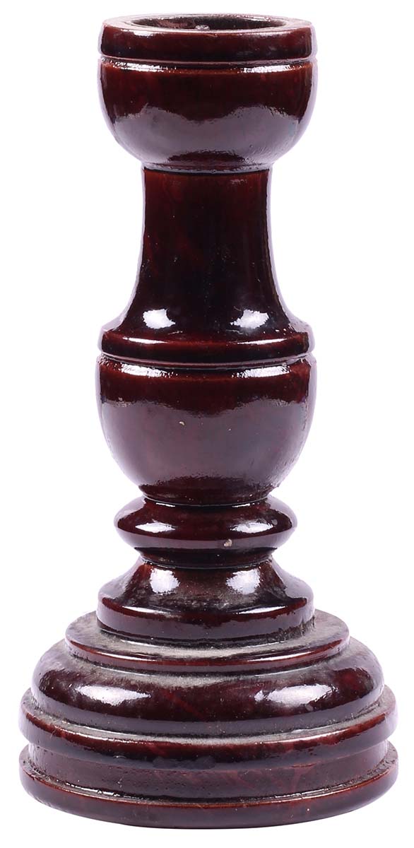 6" Pillar Candle Stand in Burgundy - Handmade in Wood - Decorative Candle Holders - Buy in Bulk Wholesale