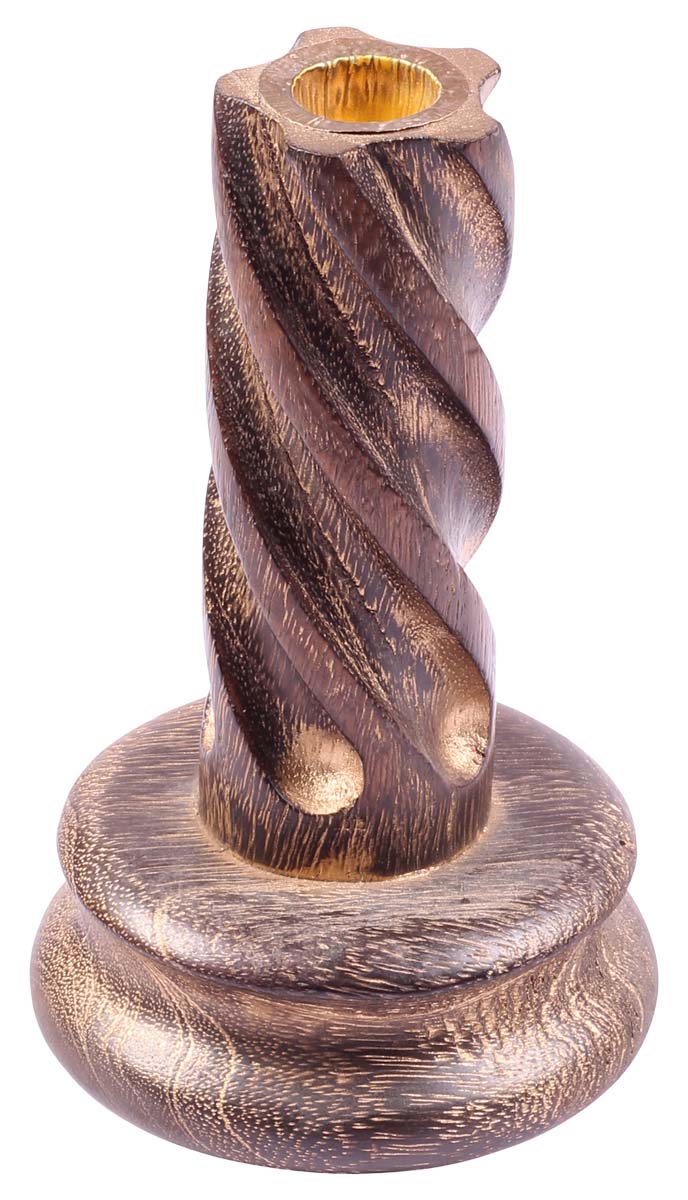 6" Handmade Taper Candle Holder in Wood - Unique Candle Stands - Gifts from India - Buy in Bulk Wholesale