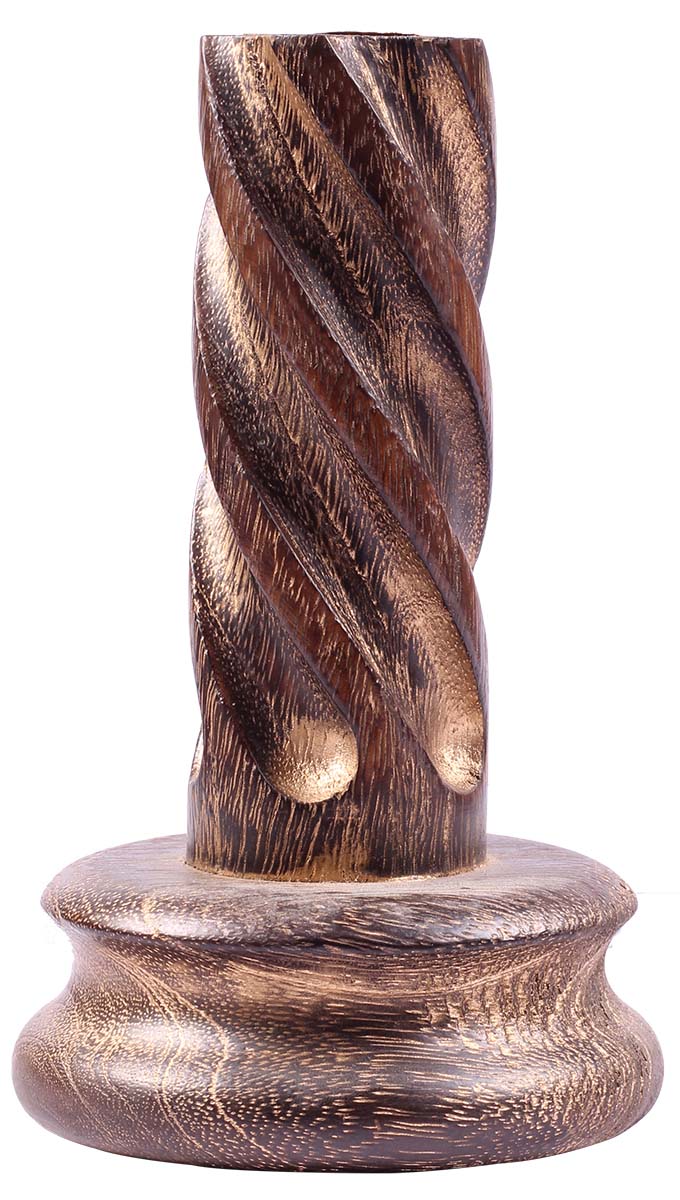 6" Handmade Taper Candle Holder in Wood - Unique Candle Stands - Gifts from India - Buy in Bulk Wholesale