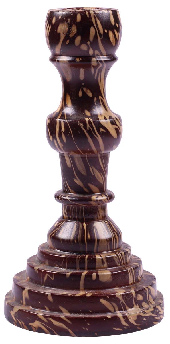 6" Wooden Taper Candle Holder in Brown & Beige - Splashed Paint Effect - Unique Candle Stands - Buy in Bulk Wholesale