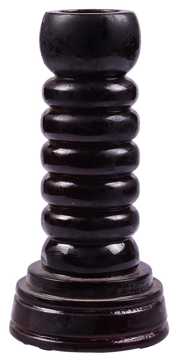 6.5" Pillar Candle Holder in Black - Handmade in Wood - Table-Top Accessories - Home Decor - Buy in Bulk Wholesale
