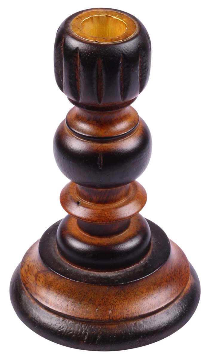 6” Handmade Taper Candle Holder - Shades of Brown - Wooden Candle Stands / Table-Top Accessories - Buy in Bulk Wholesale