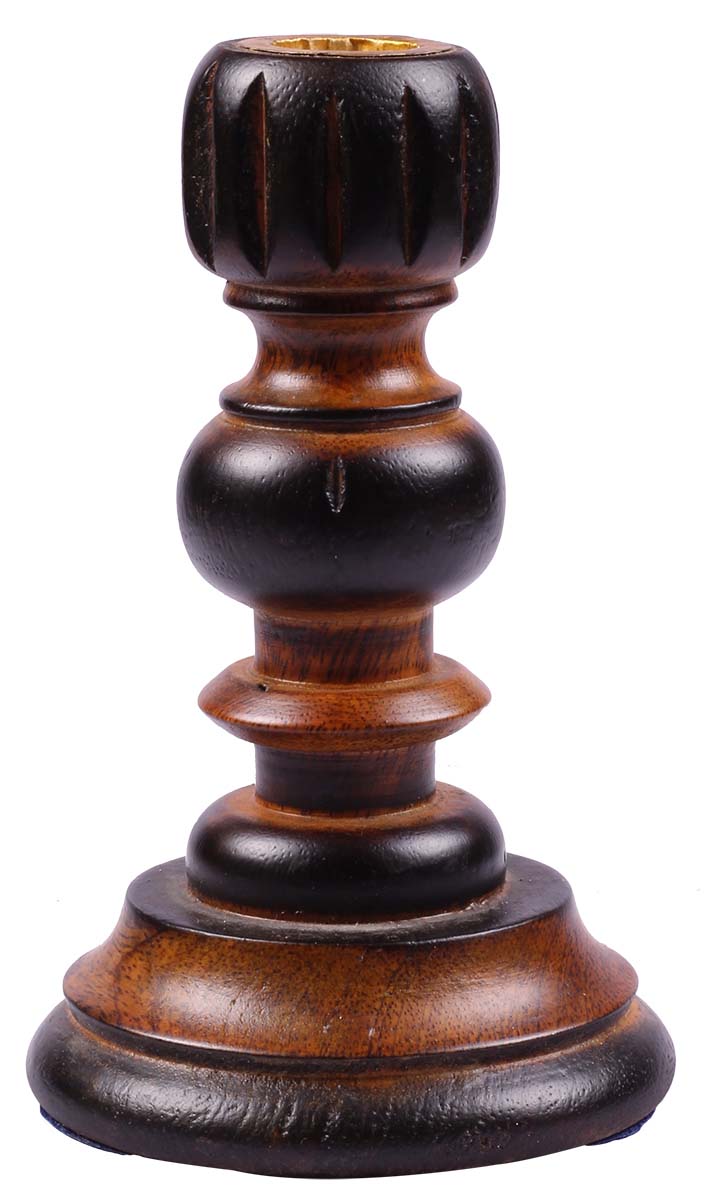 6” Handmade Taper Candle Holder - Shades of Brown - Wooden Candle Stands / Table-Top Accessories - Buy in Bulk Wholesale