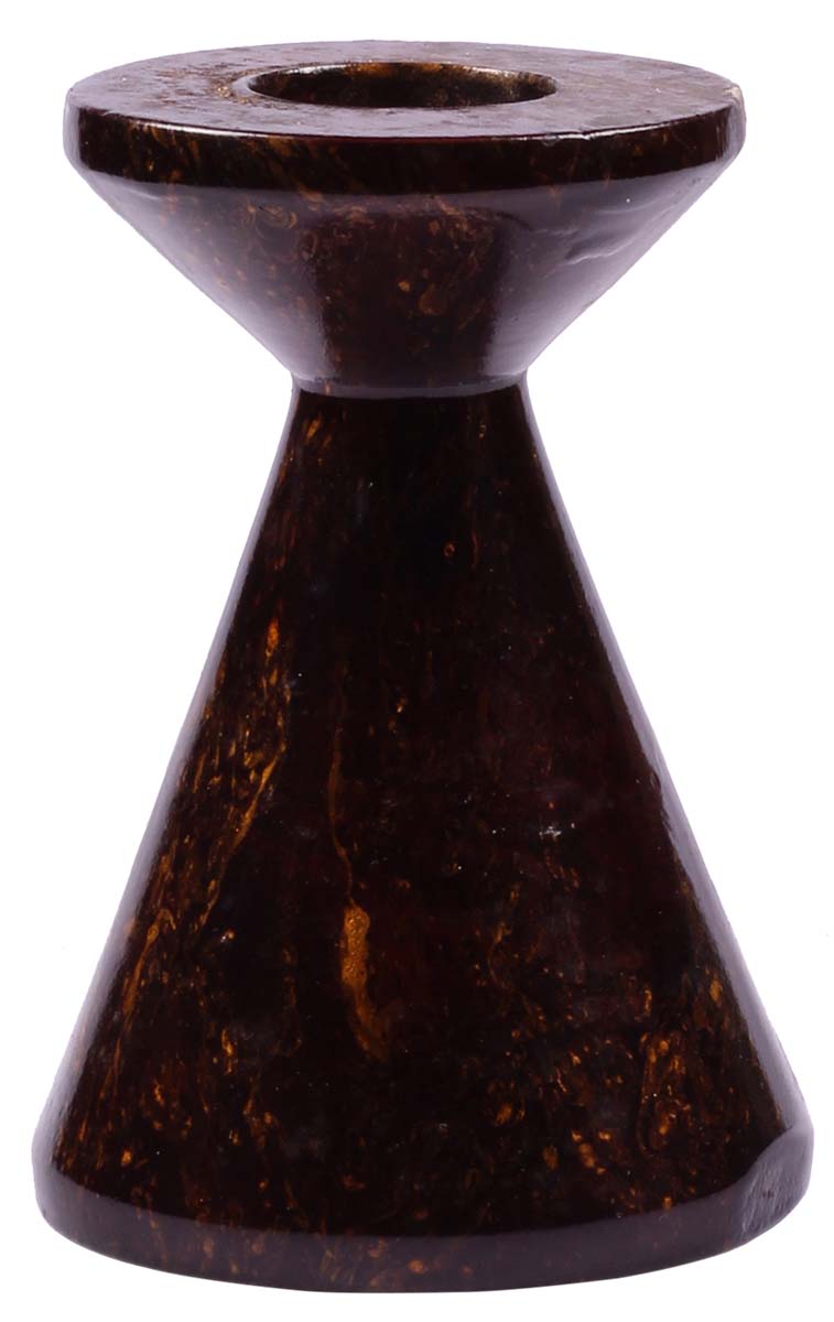 4.5" Brown Pillar Candle Holder - Handmade in Wood - Hints of Mustard - Unique Candle Stands - Home Decor - Buy in Bulk Wholesale