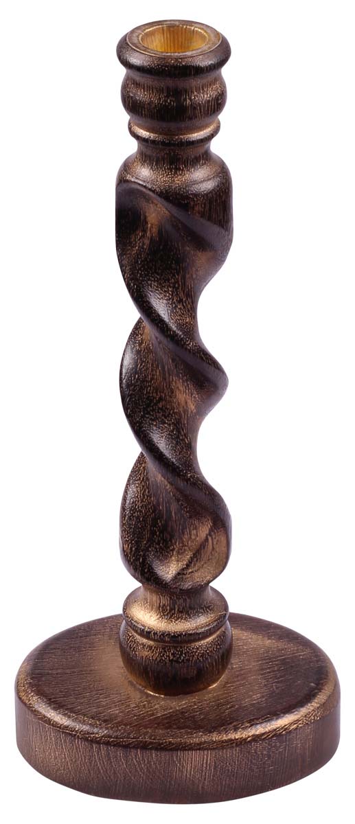 10" Brown Taper Candle Holder - Handmade in Wood - Candle Decor - Gifts from India - Buy in Bulk Wholesale