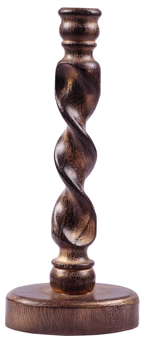 10" Brown Taper Candle Holder - Handmade in Wood - Candle Decor - Gifts from India - Buy in Bulk Wholesale