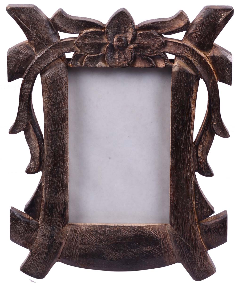 Wholesale Rectangular 4x6 Wood Photo/Picture Frame with Flower Motifs - Bulk Buy Handmade Photo Frame - Home Decor Picture Frame from India