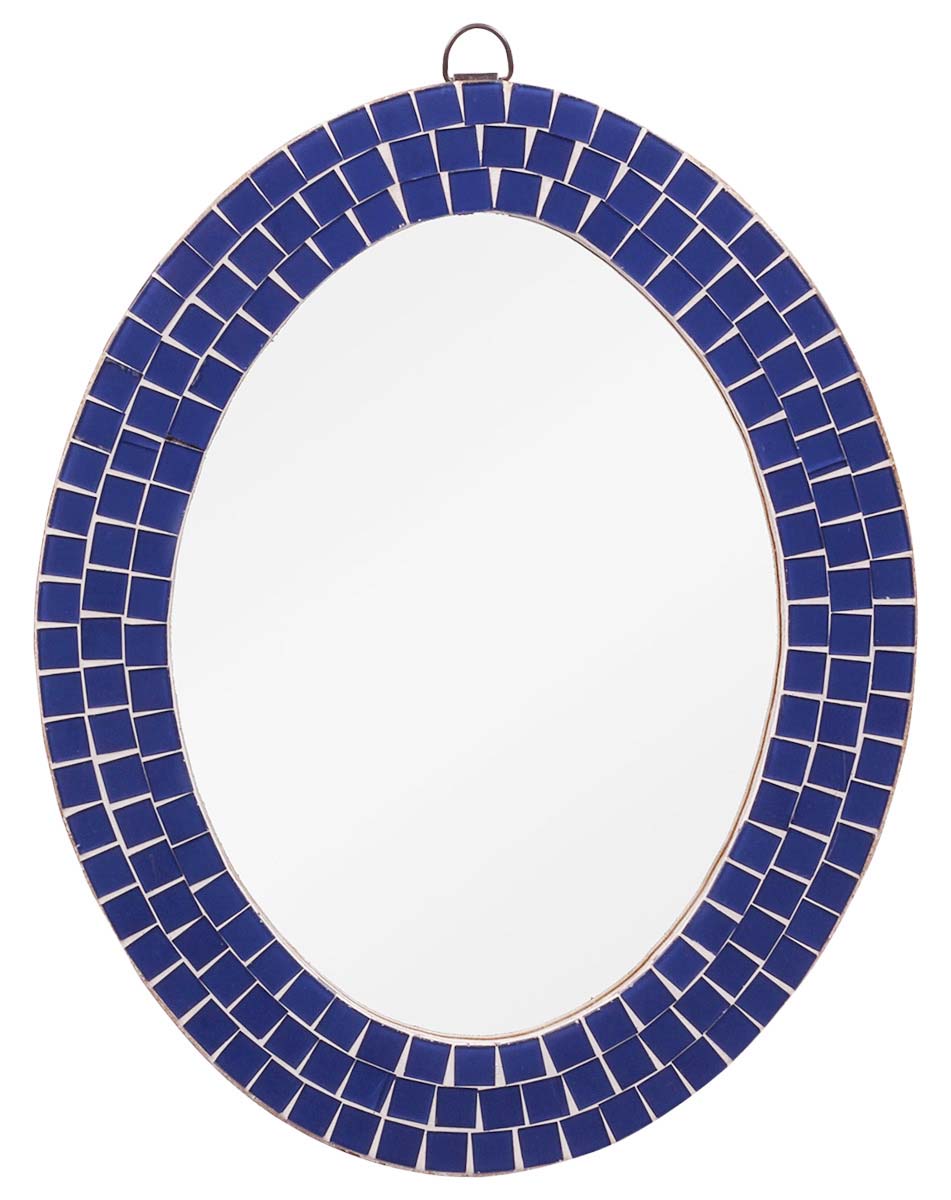 Wholesale Round Shaped 13” Blue Wall Mounted Mirror With Mosaic Work - Acrylic & MDF - Bulk Buy Gallery Solutions/Home & Wall Decor Mirrors from India